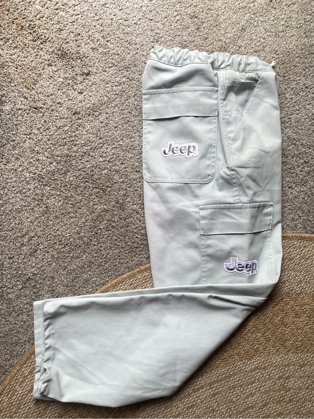 Brand New Jeep Made in USA Drawstring Cotton/Polyester Cargo Pants Green 32